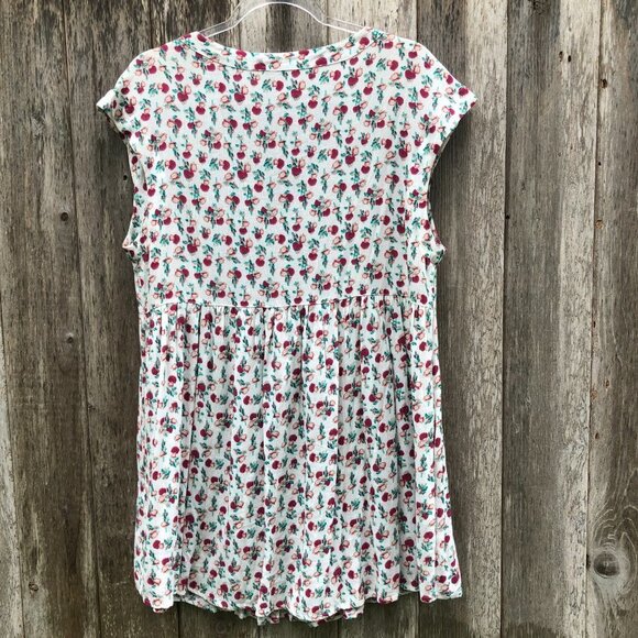 Cy Red Apple Pattern Cap Sleeve Midi Dress Large - Picture 3 of 6